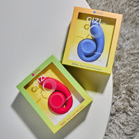 Snail Gizi Lite Dual G-spot Stimulator - SVIBE in blueberry and dragonfruit, both in boxes and laid down side by side. #color_blueberry